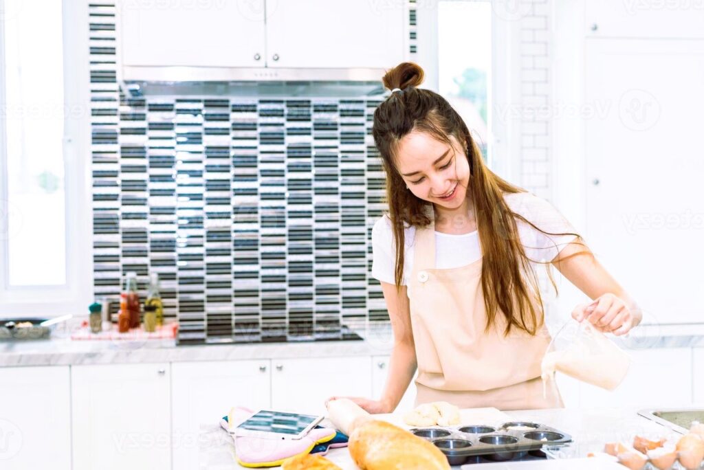 asian woman cooking